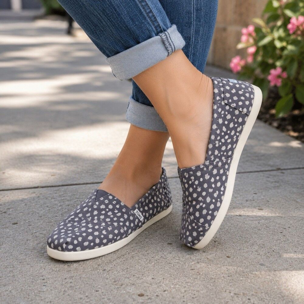 TOMS Alpargata 3.0 Slip-On Loafers in Forged Iron Tiny Cheetah Print W7 New